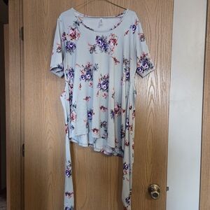 Tie Front Floral Print Women's Top SZ Large